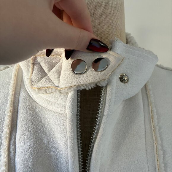 VTG Bebe Women's Suede Winter Jacket w/Sherpa Lining - Picture 6 of 16